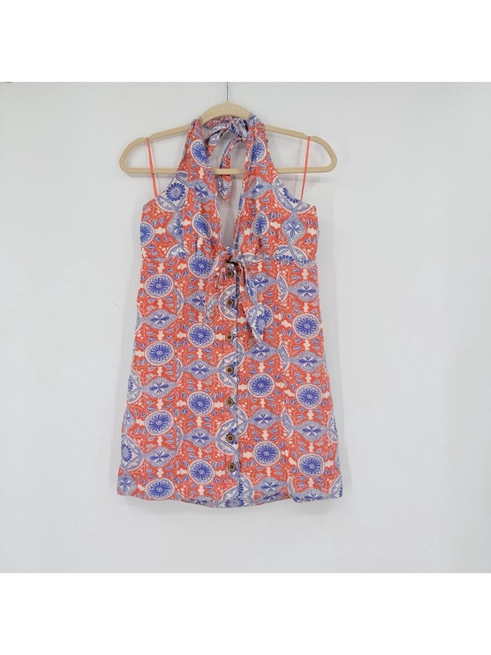 Maeve Size M Tie Front Printed Halter Mini Dress Anthropologie Mandala NEW